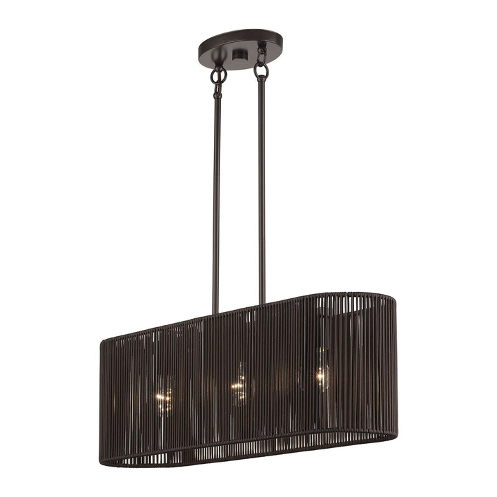 3 Light English Bronze Medium Linear Chandelier