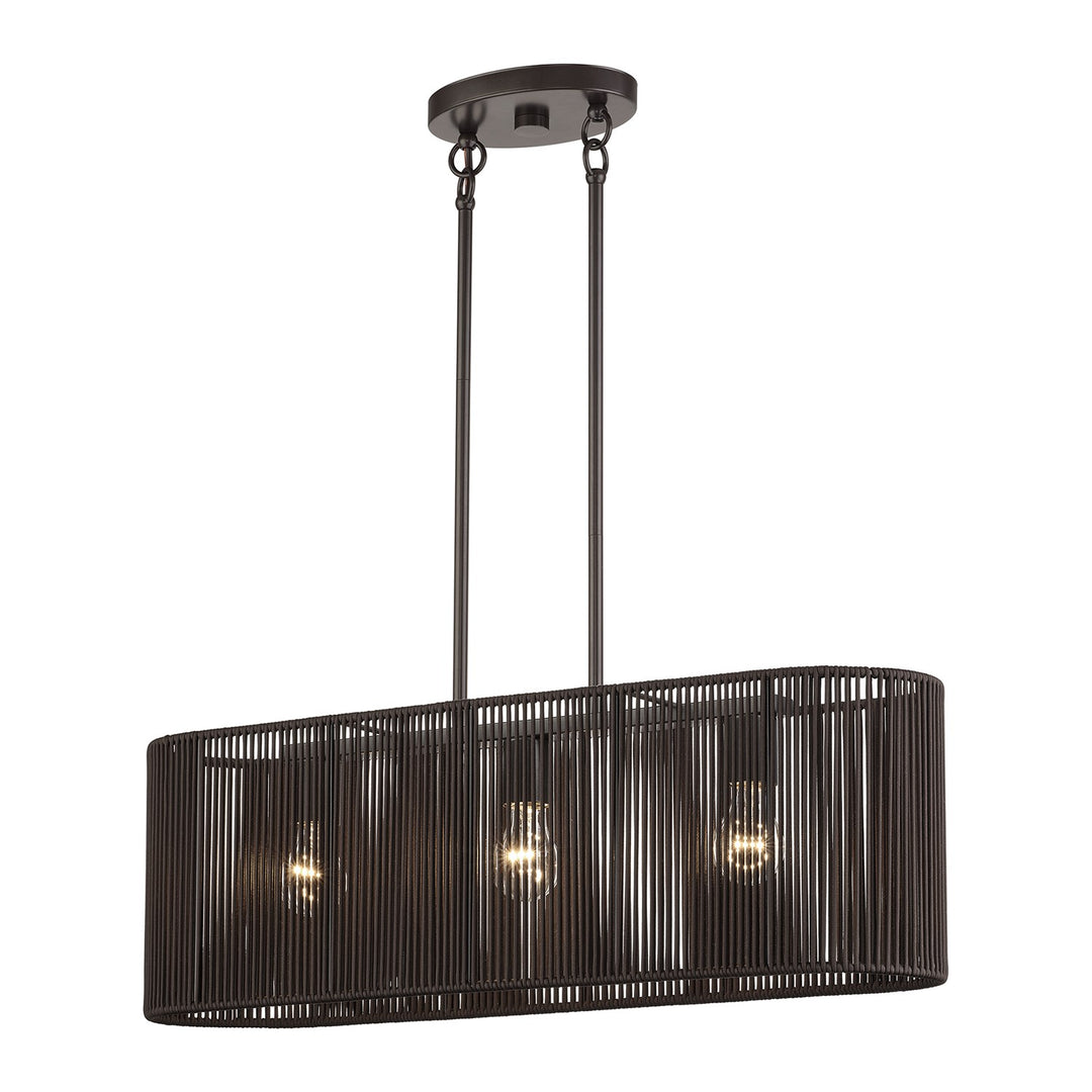 3 Light English Bronze Medium Linear Chandelier