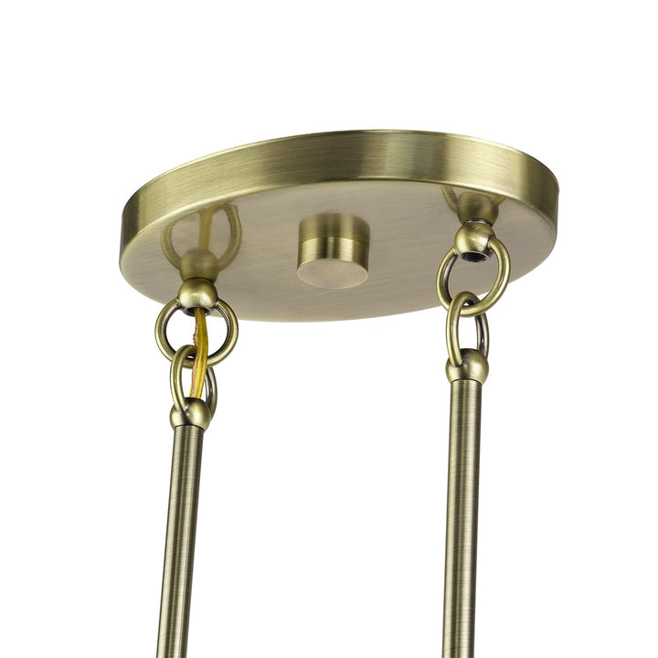 4 Light Antique Brass Large Linear Chandelier