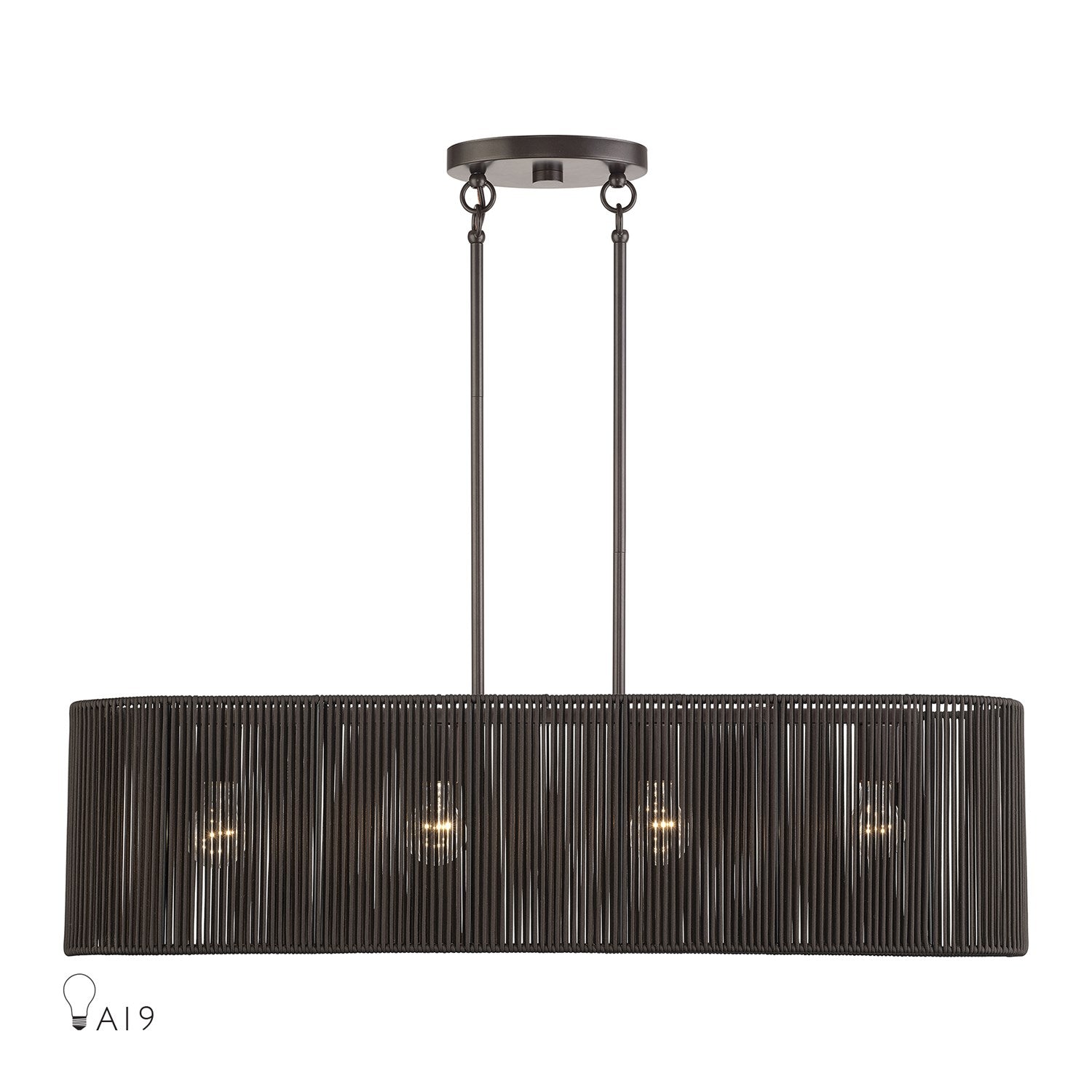 4 Light English Bronze Large Linear Chandelier by Livex Lighting