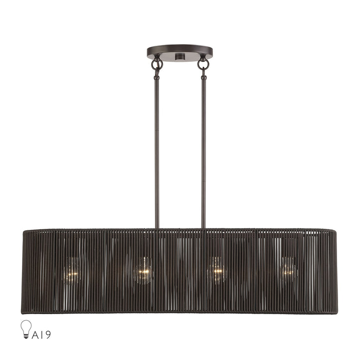 4 Light English Bronze Large Linear Chandelier by Livex Lighting