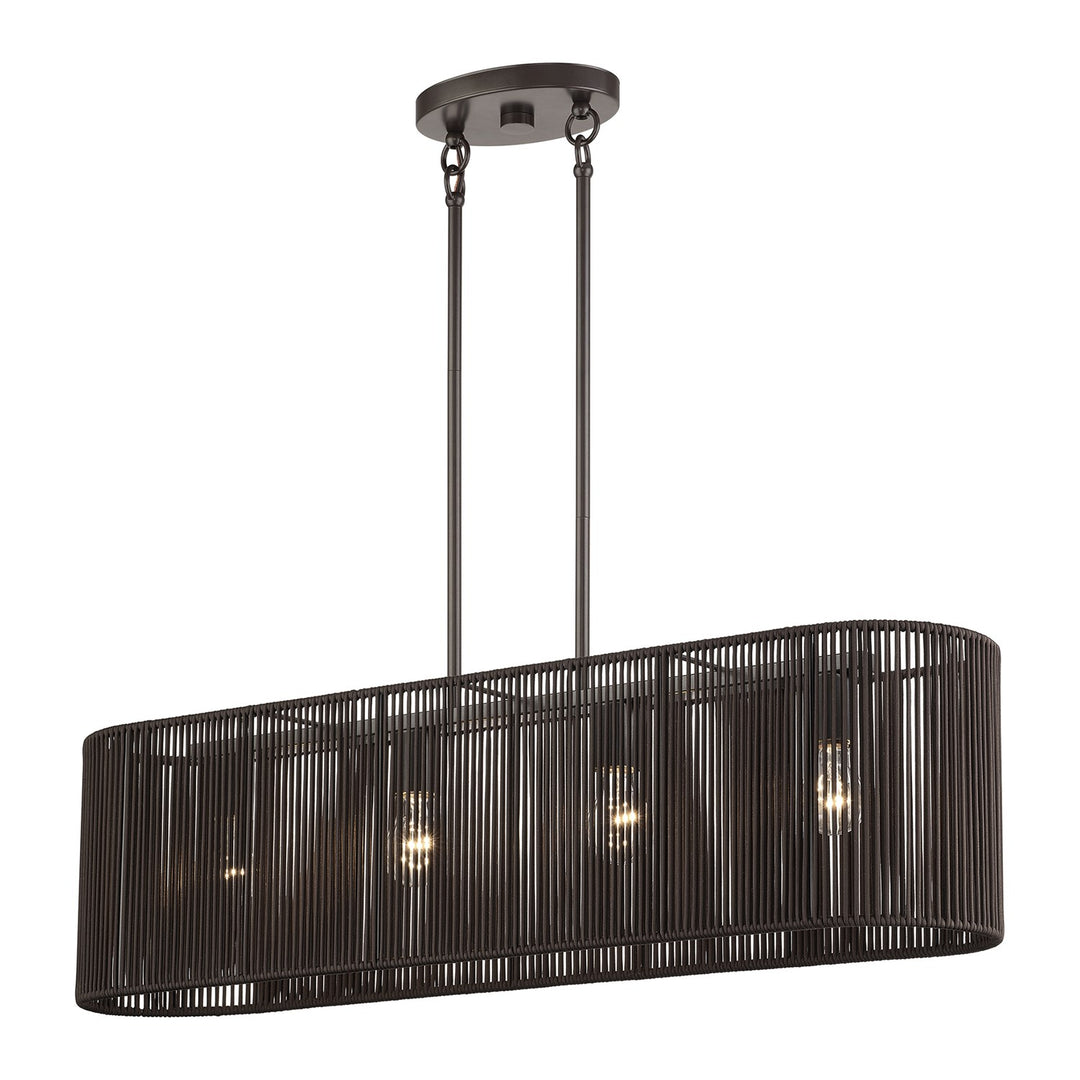 4 Light English Bronze Large Linear Chandelier