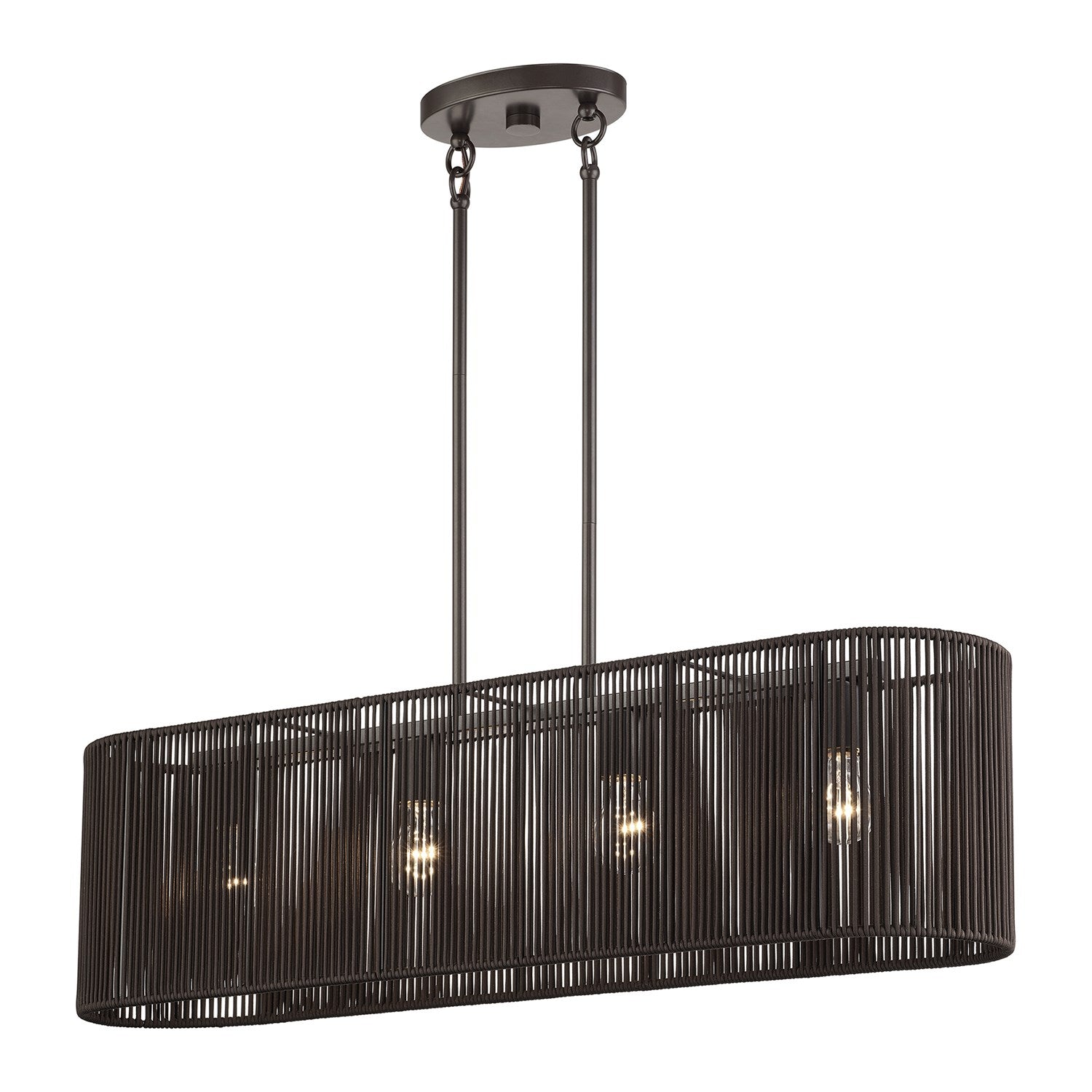 4 Light English Bronze Large Linear Chandelier