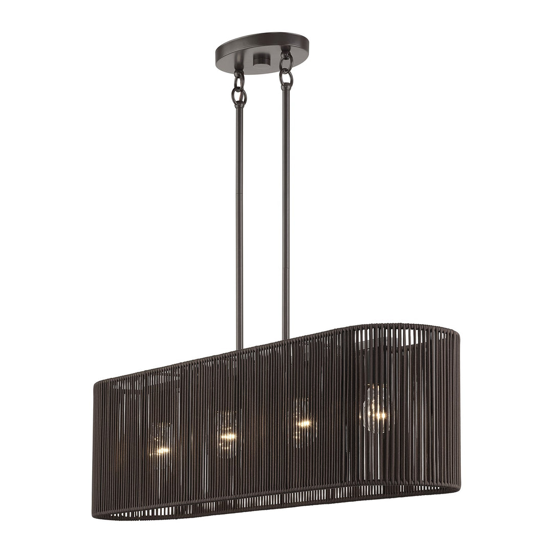 4 Light English Bronze Large Linear Chandelier