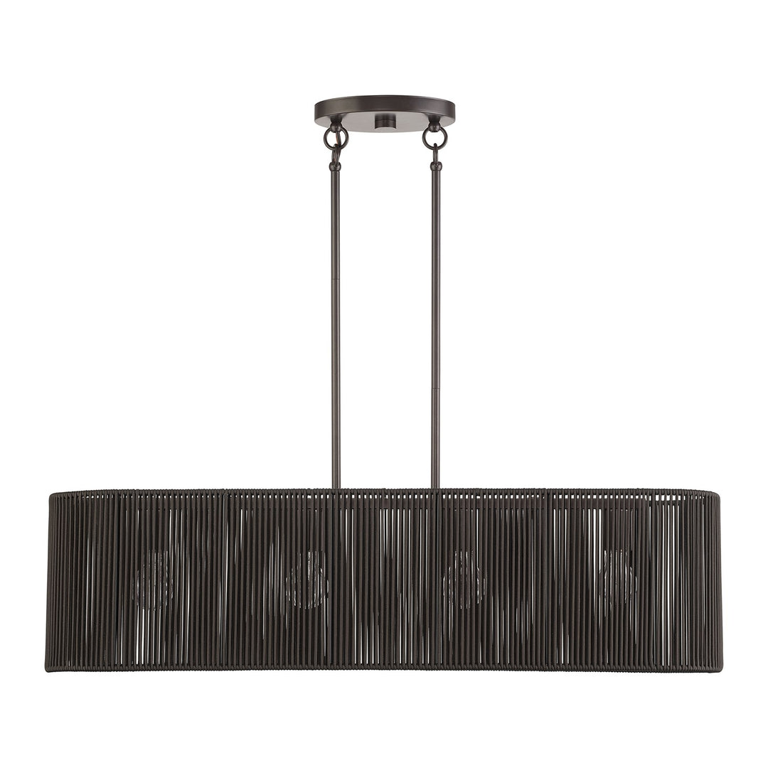 4 Light English Bronze Large Linear Chandelier