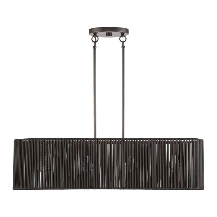 4 Light English Bronze Large Linear Chandelier