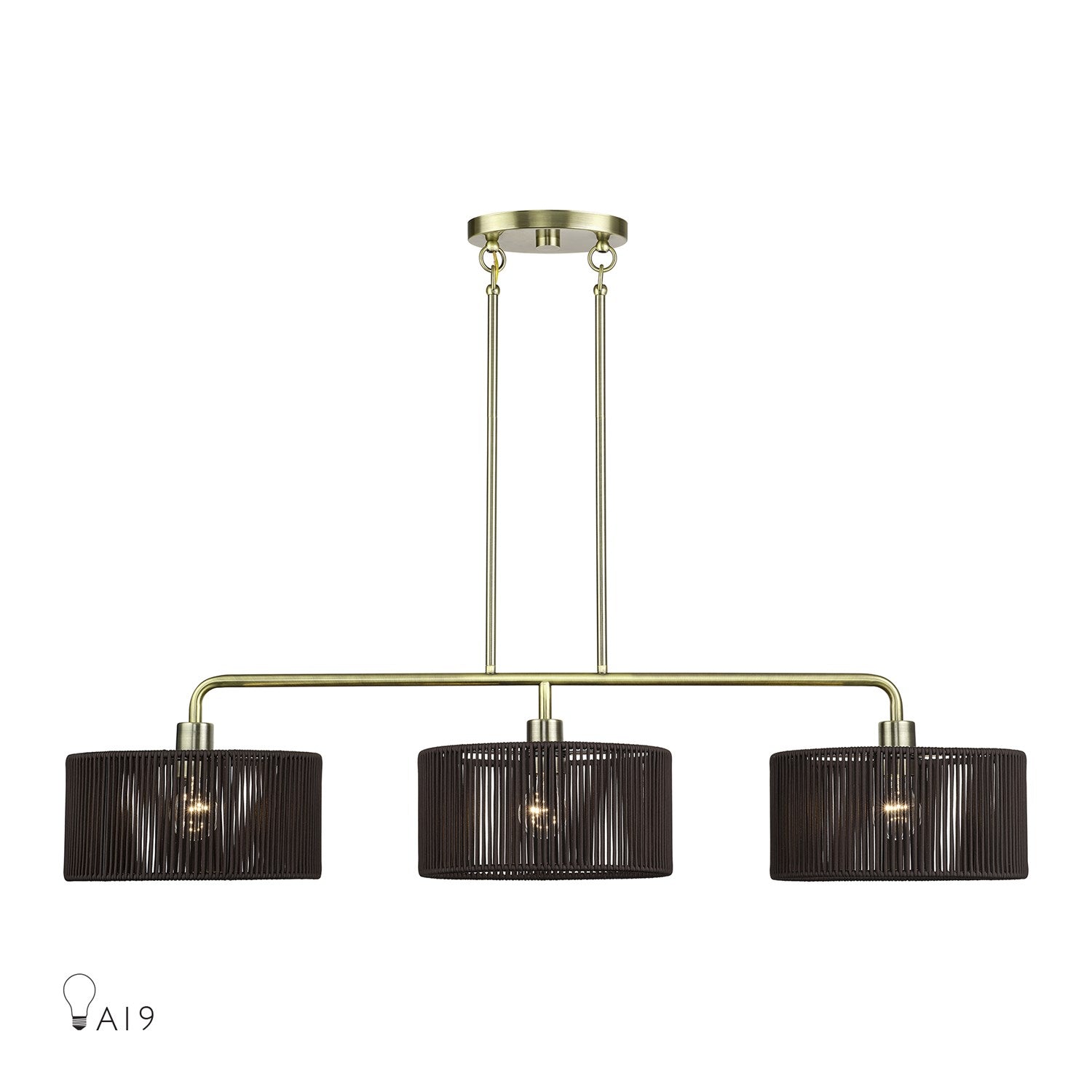 3 Light Antique Brass Extra Large Linear Chandelier by Livex Lighting