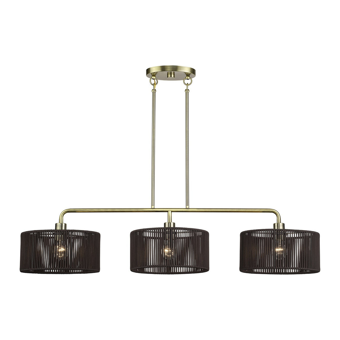 3 Light Antique Brass Extra Large Linear Chandelier