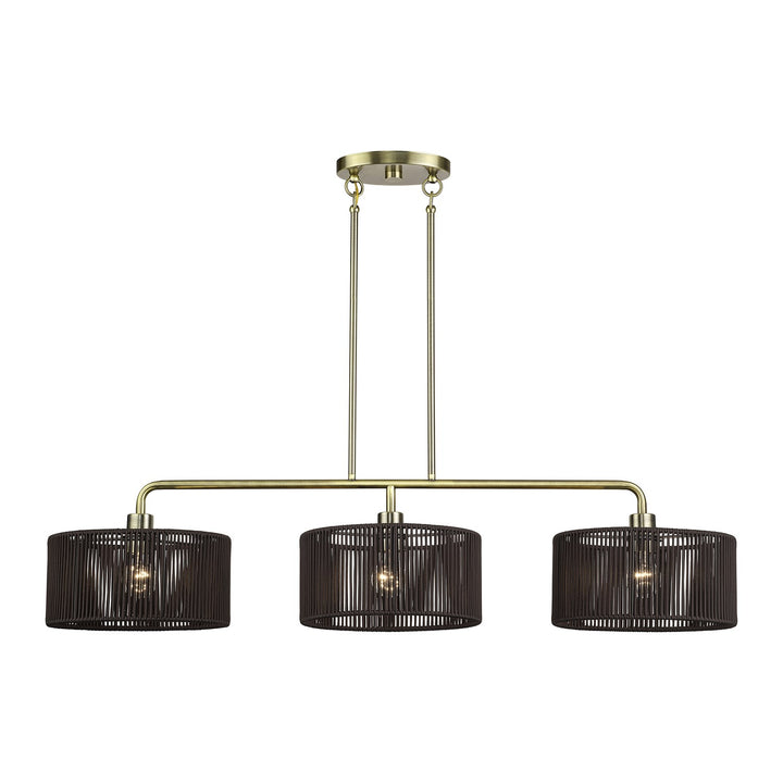 3 Light Antique Brass Extra Large Linear Chandelier