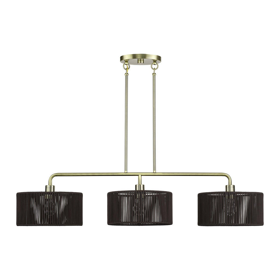 3 Light Antique Brass Extra Large Linear Chandelier