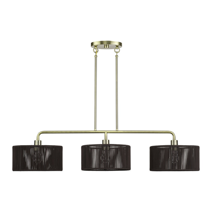 3 Light Antique Brass Extra Large Linear Chandelier