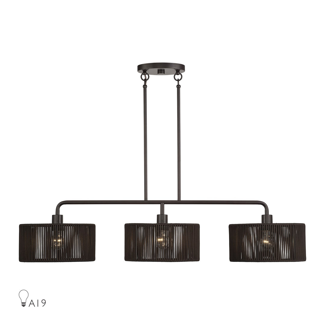 3 Light English Bronze Extra Large Linear Chandelier by Livex Lighting