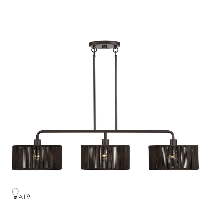 3 Light English Bronze Extra Large Linear Chandelier by Livex Lighting