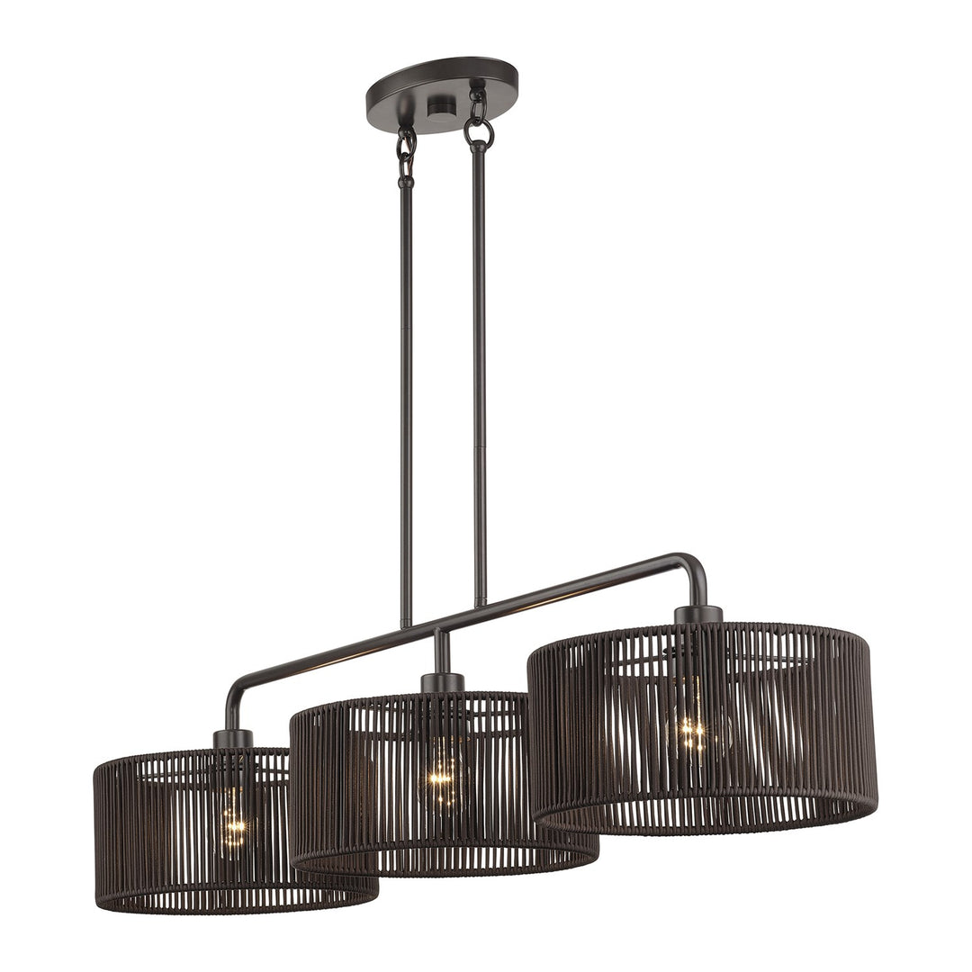 3 Light English Bronze Extra Large Linear Chandelier