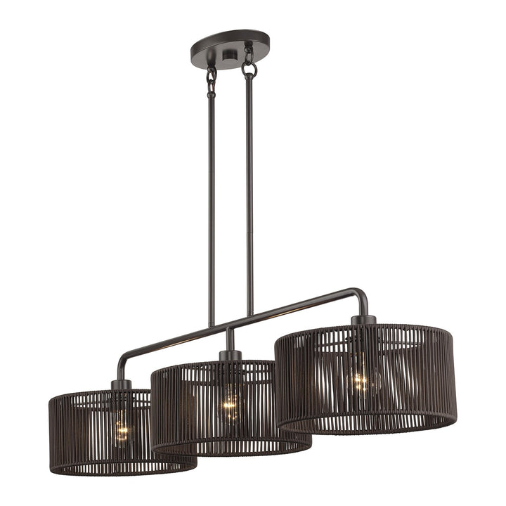 3 Light English Bronze Extra Large Linear Chandelier