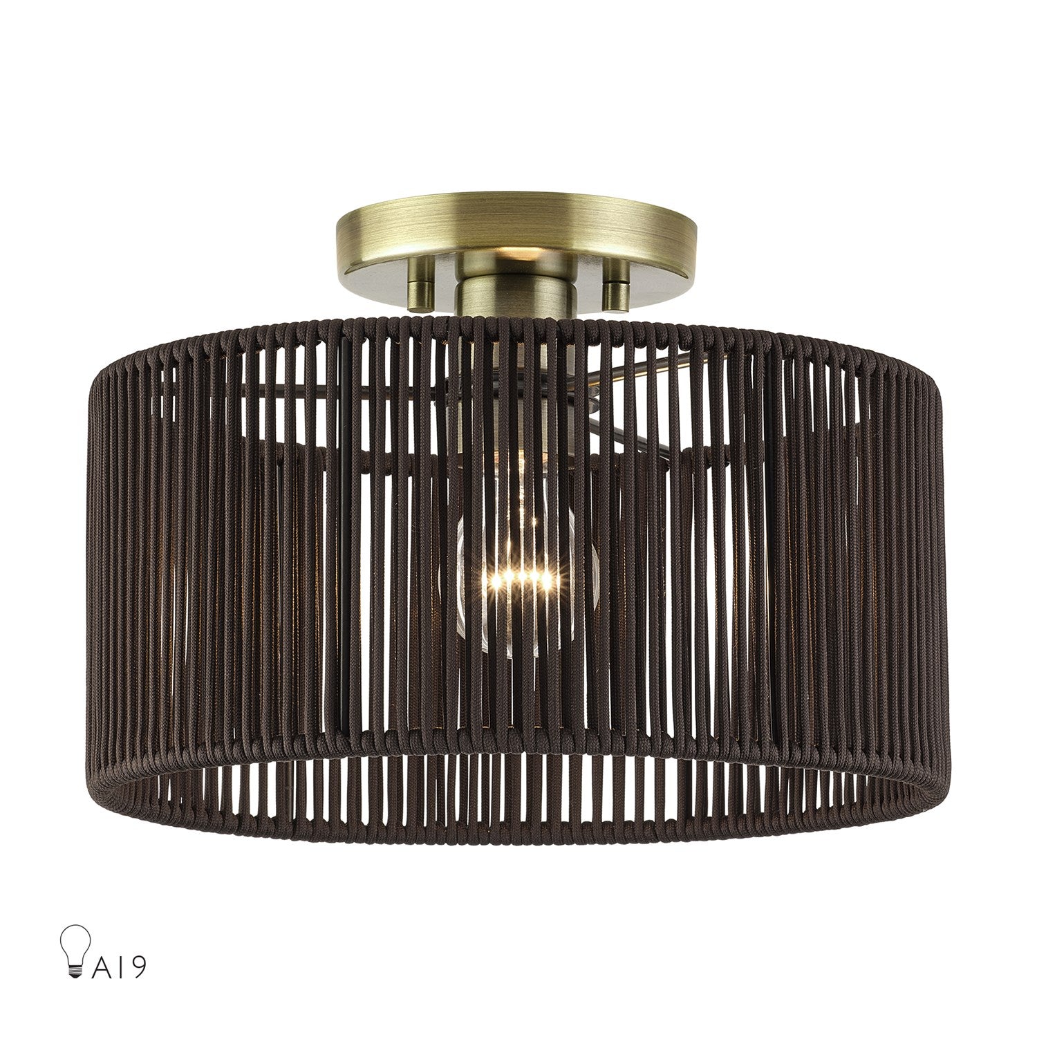 1 Light Antique Brass Medium Semi-Flush by Livex Lighting