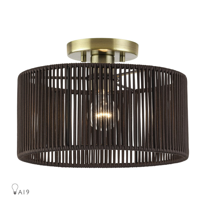 1 Light Antique Brass Medium Semi-Flush by Livex Lighting