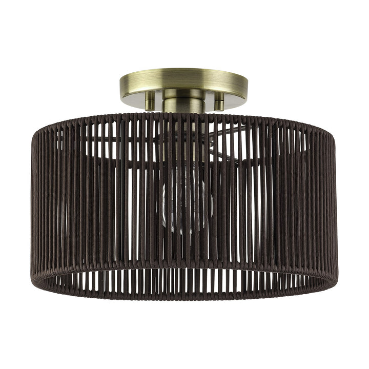 1 Light Antique Brass Medium Semi-Flush