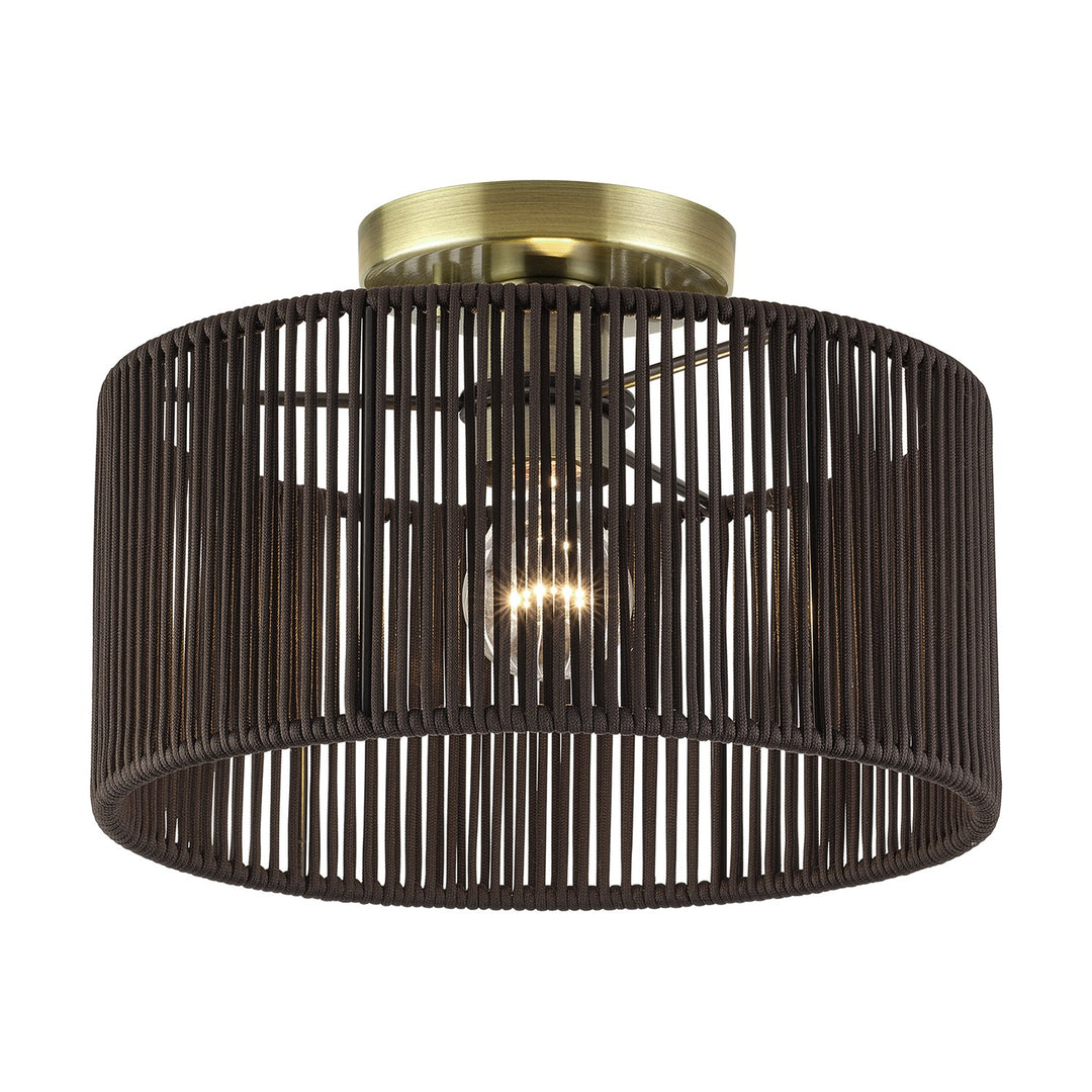 1 Light Antique Brass Medium Semi-Flush