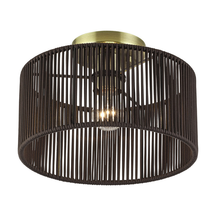 1 Light Antique Brass Medium Semi-Flush