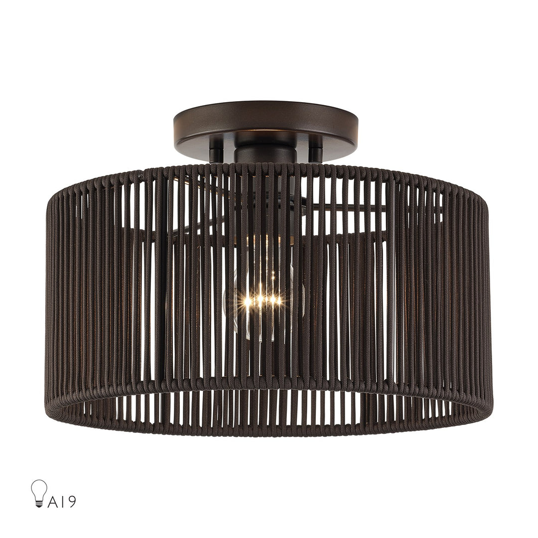 1 Light English Bronze Medium Semi-Flush by Livex Lighting