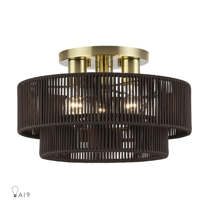 3 Light Antique Brass Large Semi-Flush by Livex Lighting