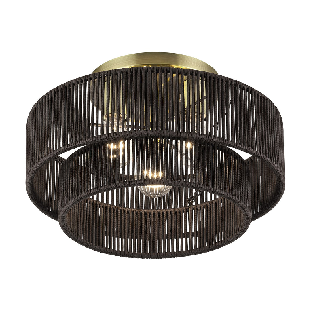 3 Light Antique Brass Large Semi-Flush