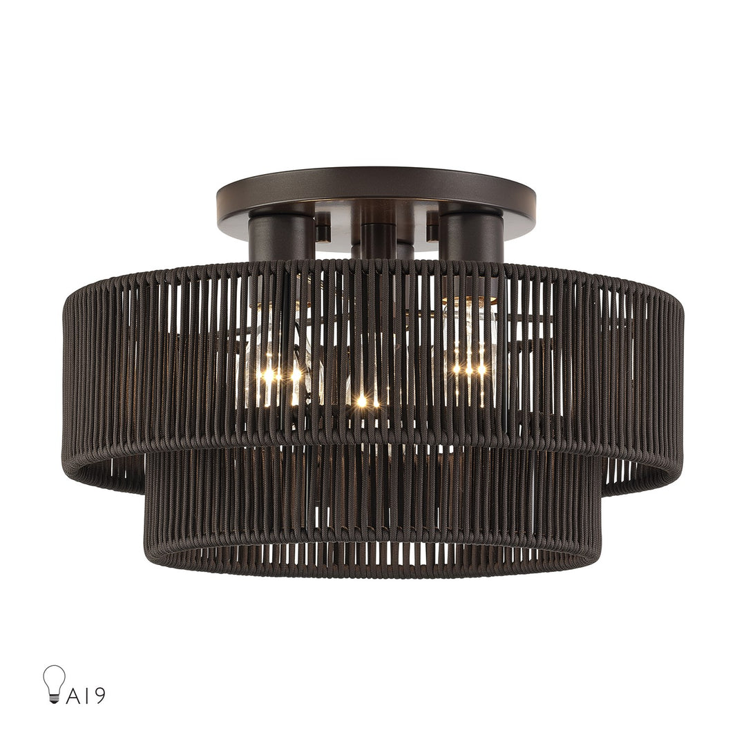 3 Light English Bronze Large Semi-Flush by Livex Lighting