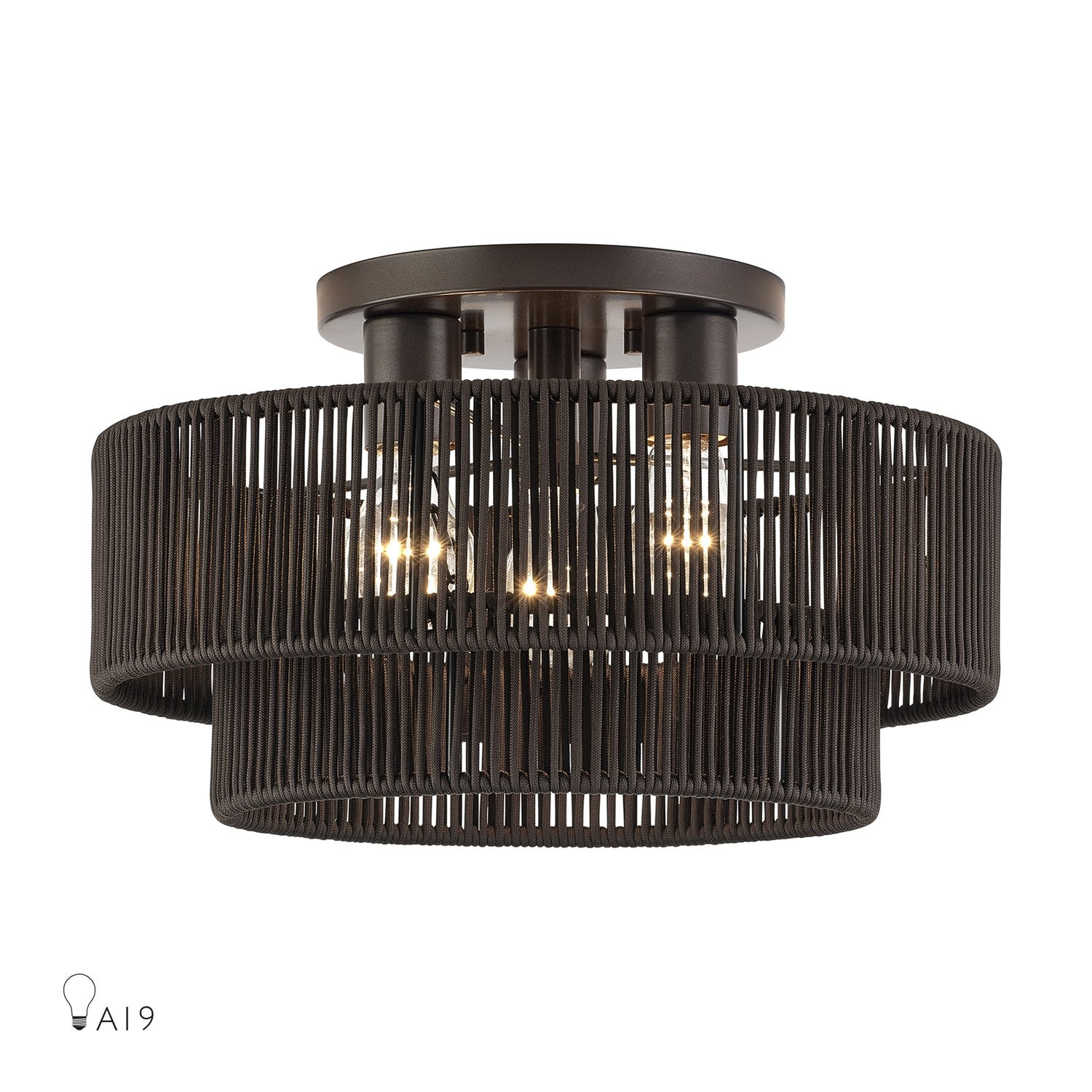 3 Light English Bronze Large Semi-Flush by Livex Lighting