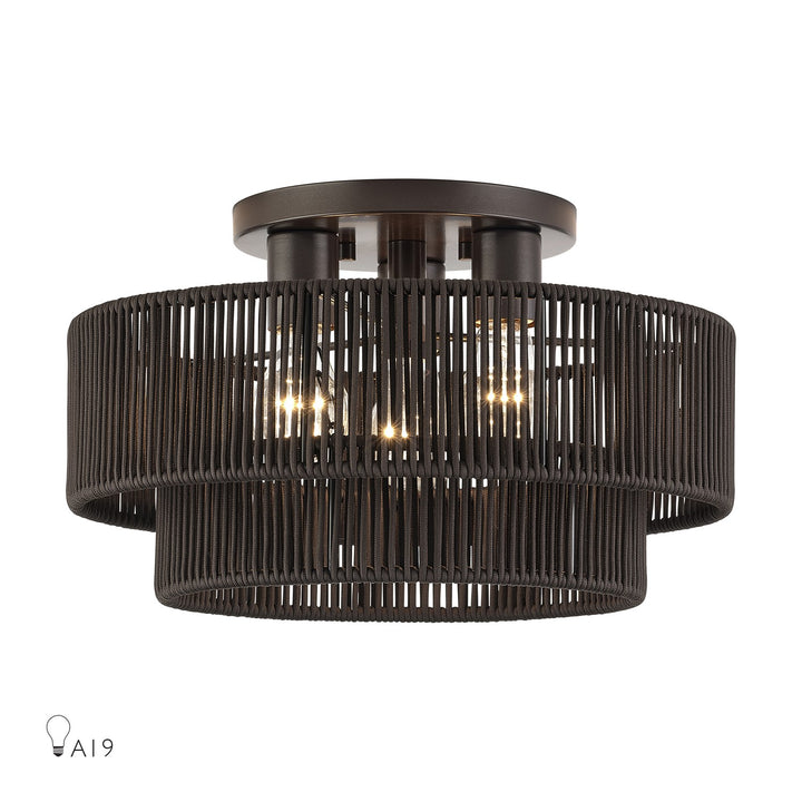 3 Light English Bronze Large Semi-Flush by Livex Lighting