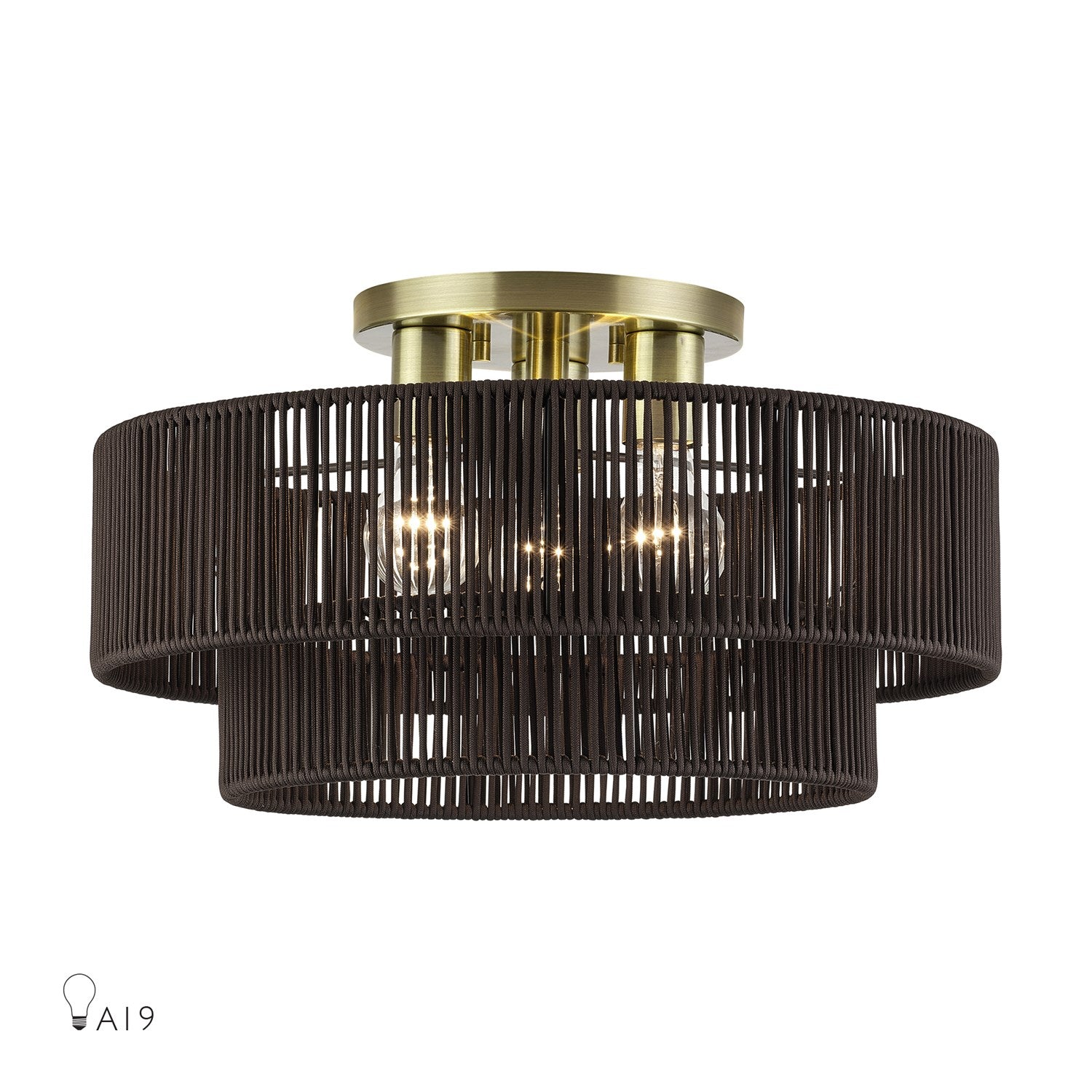 3 Light Antique Brass Large Semi-Flush by Livex Lighting