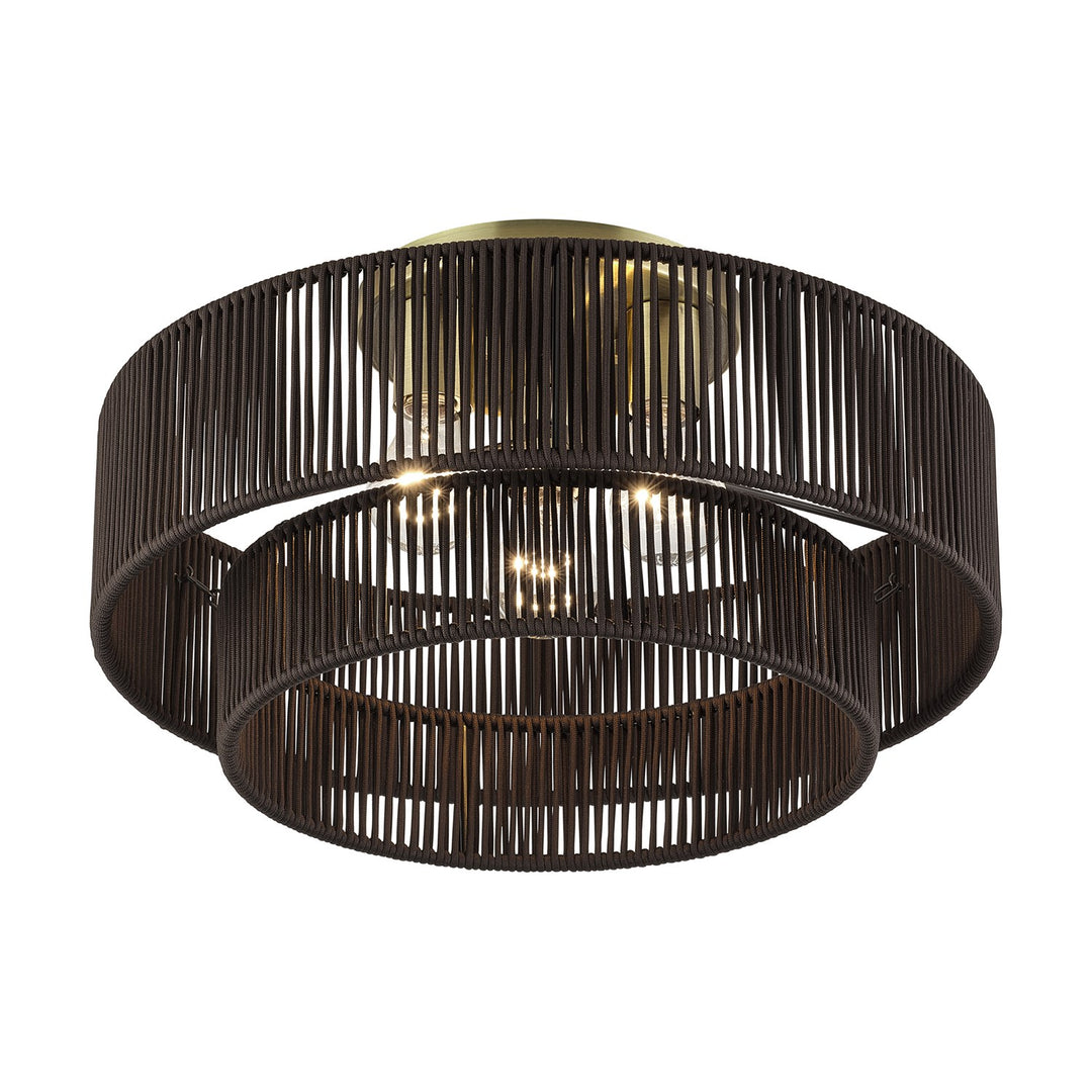 3 Light Antique Brass Large Semi-Flush