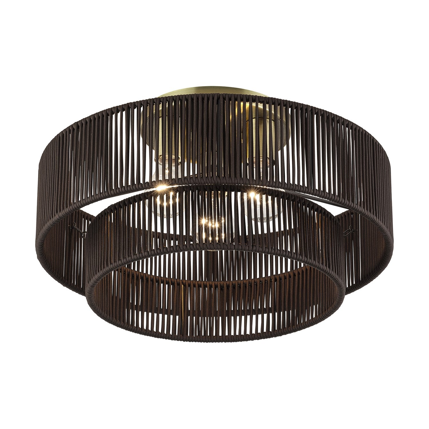 3 Light Antique Brass Large Semi-Flush