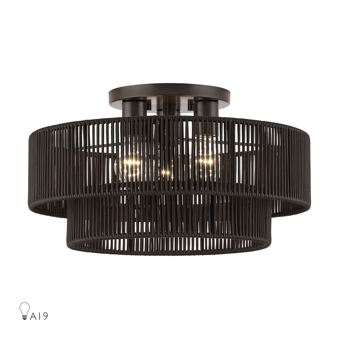3 Light English Bronze Large Semi-Flush by Livex Lighting