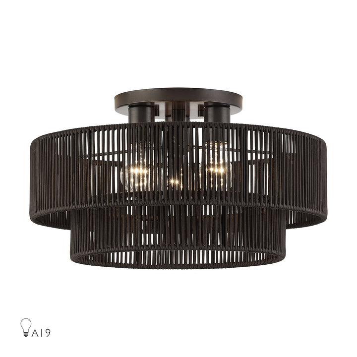 3 Light English Bronze Large Semi-Flush by Livex Lighting