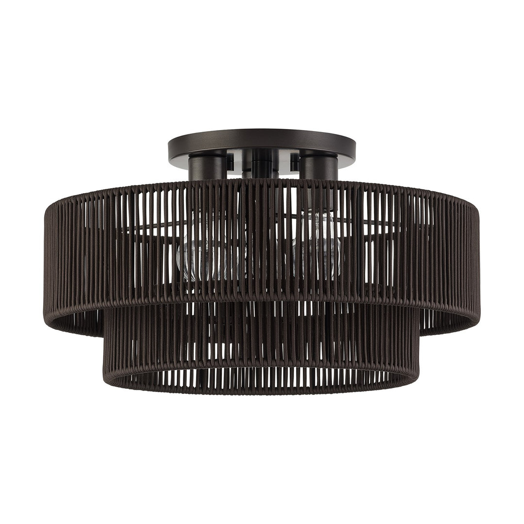3 Light English Bronze Large Semi-Flush