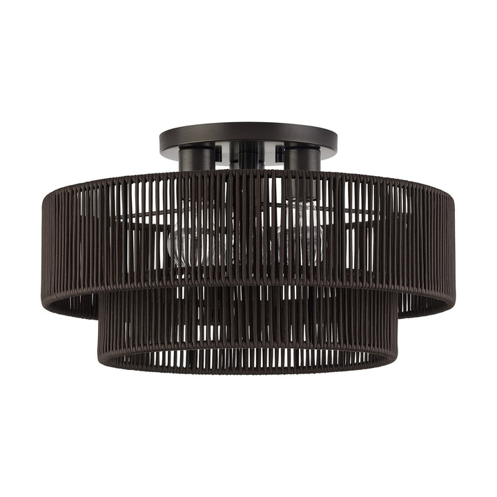 3 Light English Bronze Large Semi-Flush