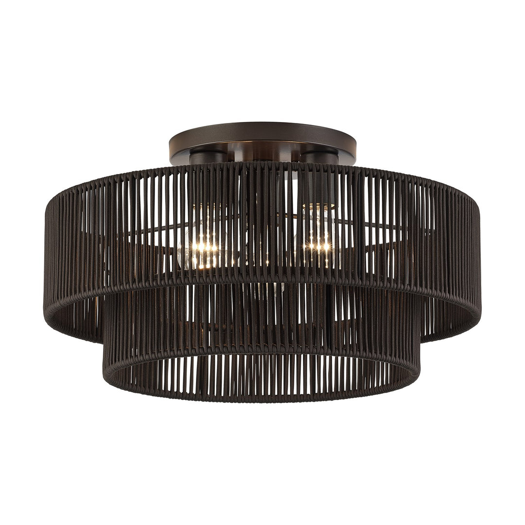 3 Light English Bronze Large Semi-Flush