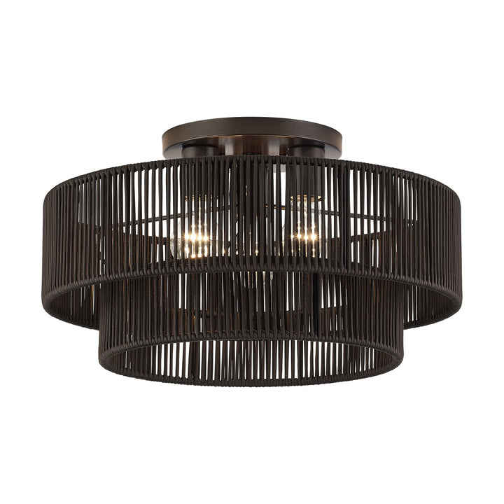 3 Light English Bronze Large Semi-Flush
