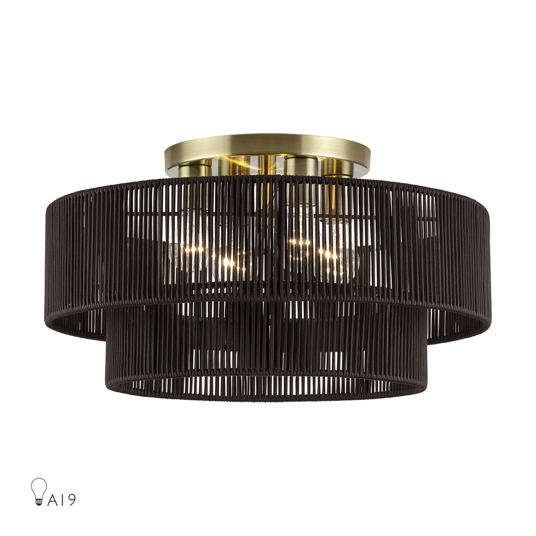 4 Light Antique Brass Extra Large Semi-Flush by Livex Lighting