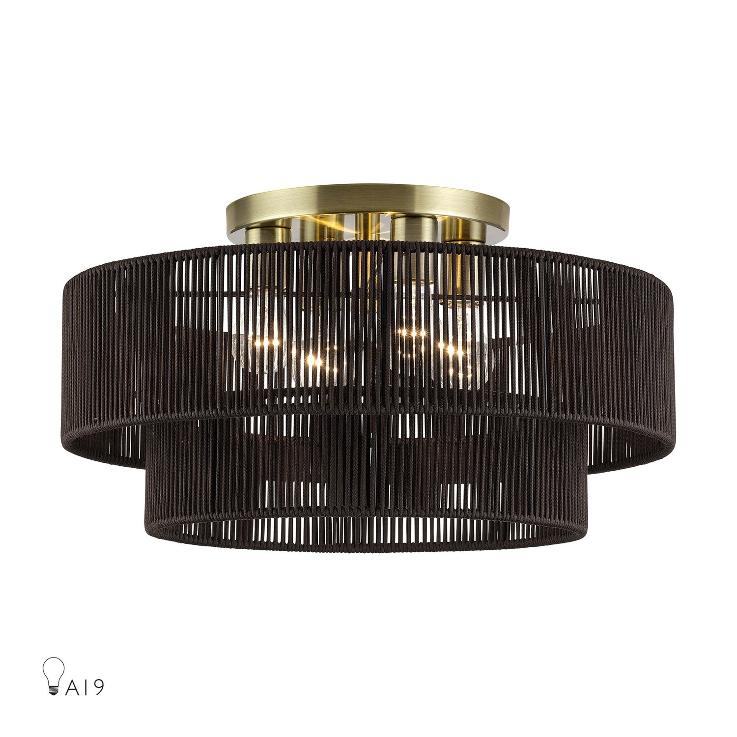 4 Light Antique Brass Extra Large Semi-Flush by Livex Lighting