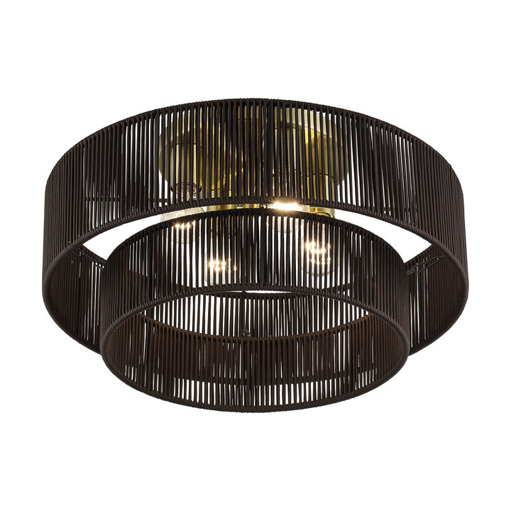 4 Light Antique Brass Extra Large Semi-Flush