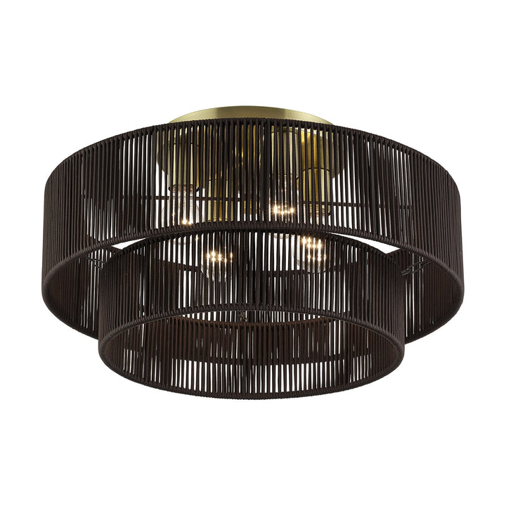 4 Light Antique Brass Extra Large Semi-Flush