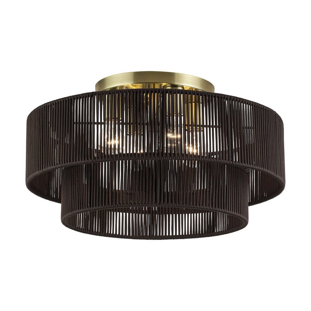 4 Light Antique Brass Extra Large Semi-Flush