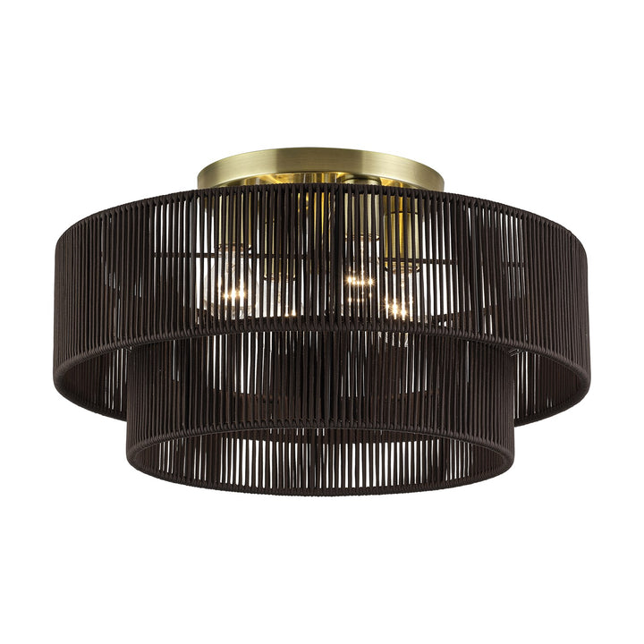 4 Light Antique Brass Extra Large Semi-Flush