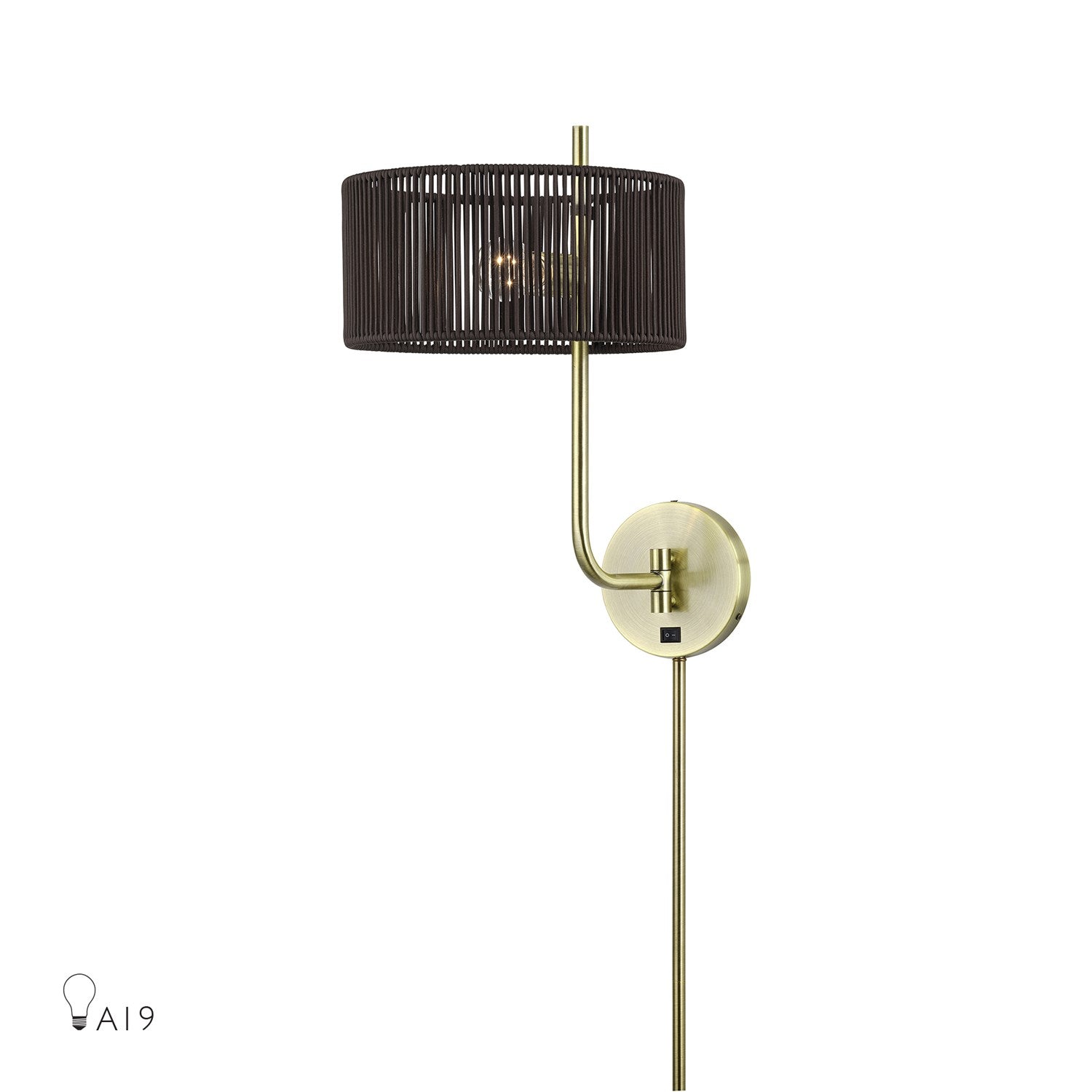 1 Light Antique Brass Swing Arm Wall Lamp by Livex Lighting