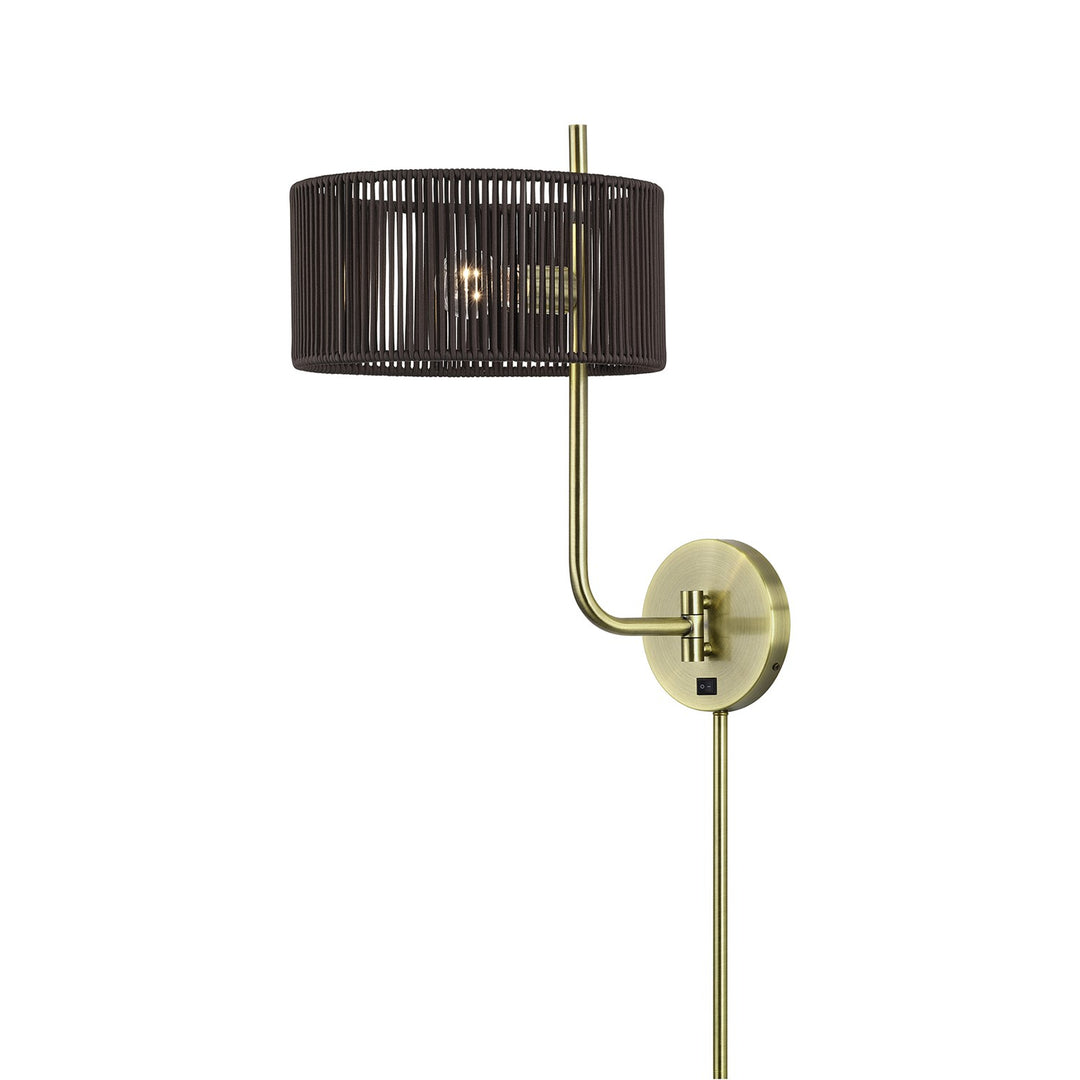 1 Light Antique Brass Swing Arm Wall Lamp