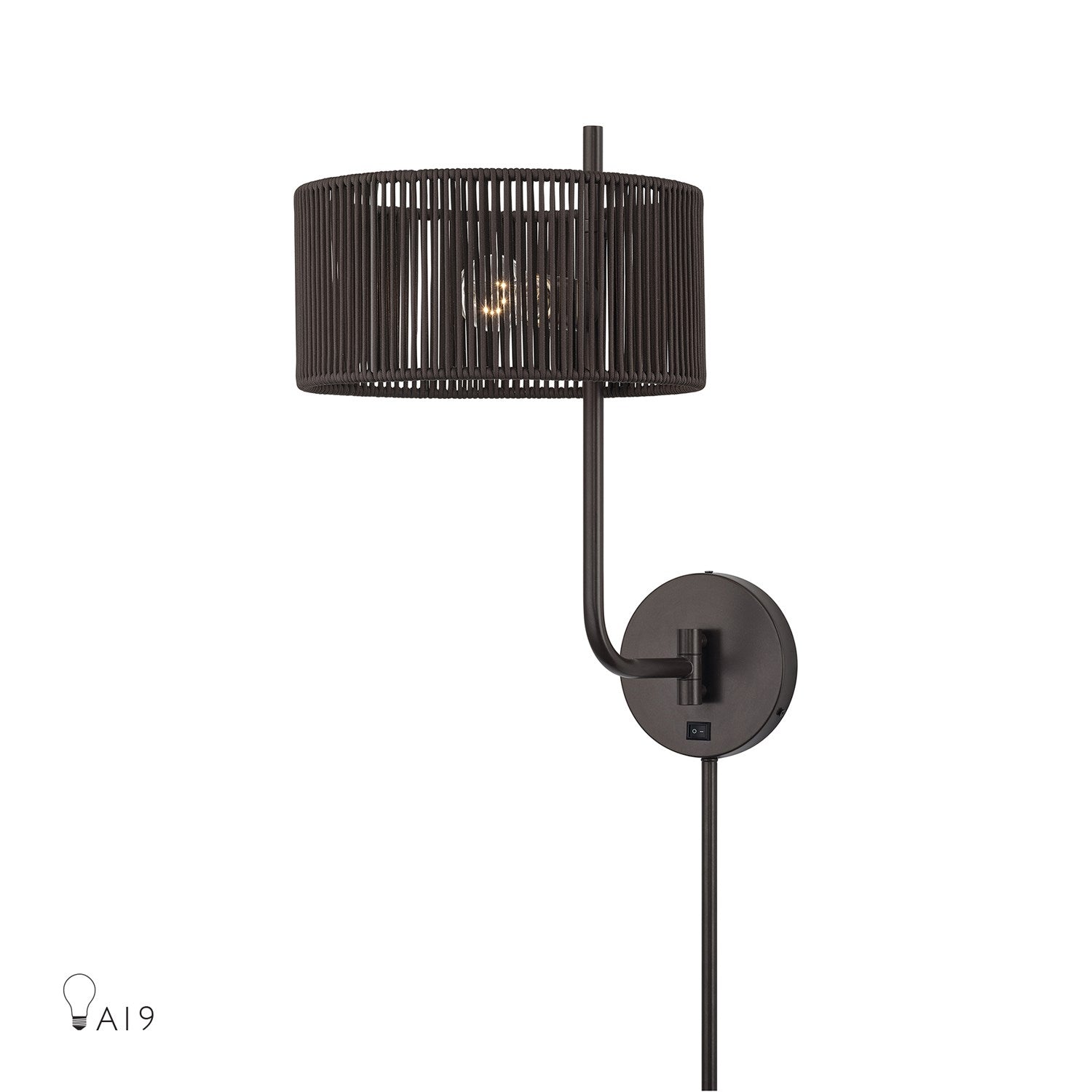 1 Light English Bronze Swing Arm Wall Lamp by Livex Lighting
