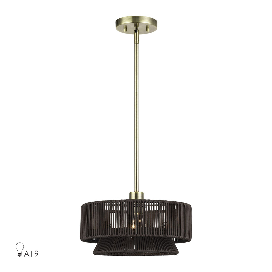 1 Light Antique Brass Pendant by Livex Lighting