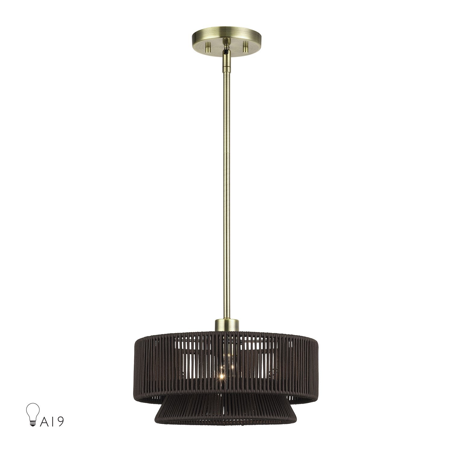 1 Light Antique Brass Pendant by Livex Lighting